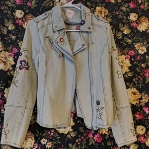Candies Chic Denim Embroidered Jacket